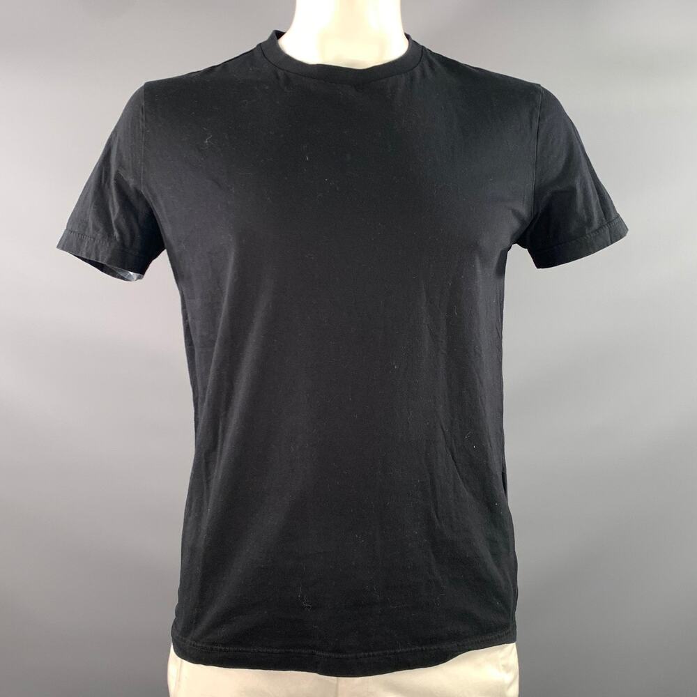 PRADA Size L Black Patchwork Cotton Crew-Neck T-shirt